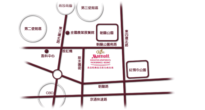 北京棕櫚泉萬豪行政公寓地理位置